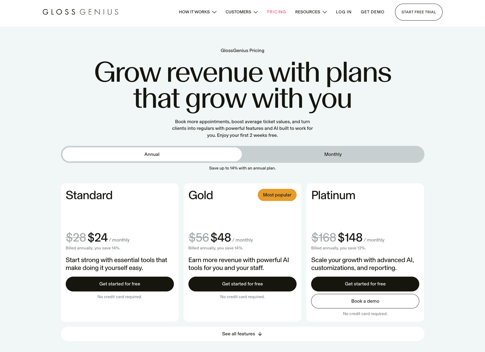 Website pricing page for new subscribers positions annual plans as a discount against the new monthly price